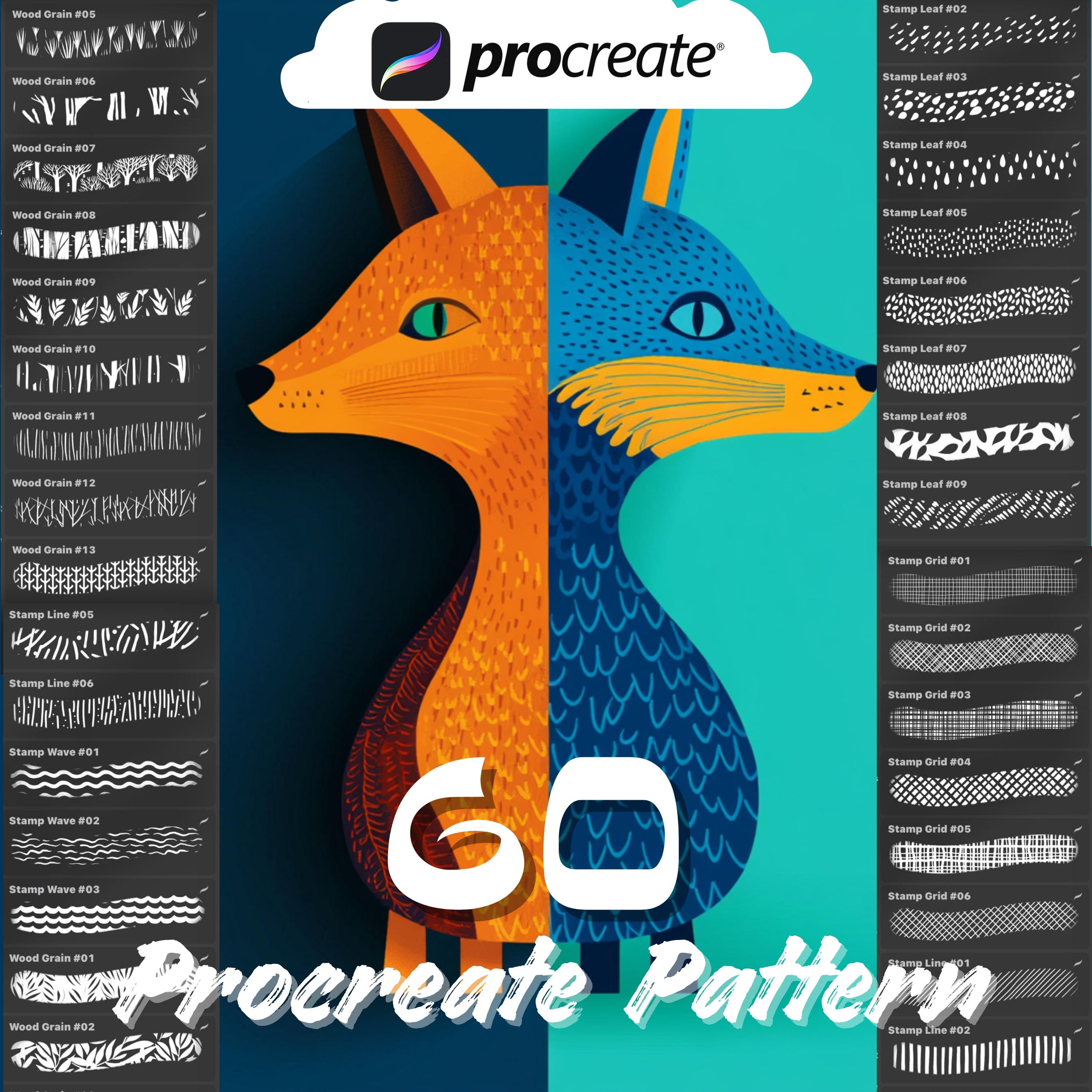 Creative Pattern Brushes for Procreate – 60 Boho Shapes, Stamps, Dots, Stripes & Chevron
