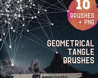 Pincéis geométricos emaranhados Procreate: Pincel de carimbo Constellation (download digital)