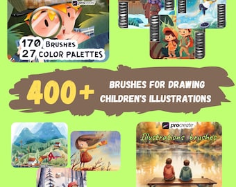 Procreate Brushes: 400+ Watercolor Brushes for Children's Book Illustration (Digital Download)