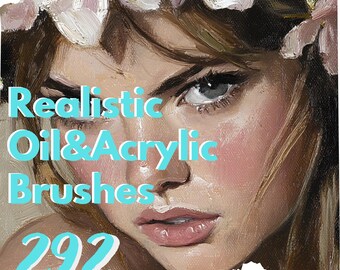 Procreate ブラシ: リアルな油彩・アクリルブラシセット (292 種類のデジタルブラシ)