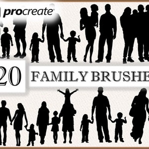 20 Family Silhouette Stamp Brushes for Procreate (Digital Download)
