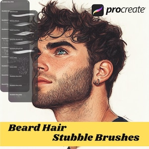 20 pinceles para el cabello de Procreate. Juego de pinceles para el cabello de barba, pinceles para barba incipiente de Procreate, pincel para retratos, pincel para Procreate, pinceles para Procreate, DESCARGAR