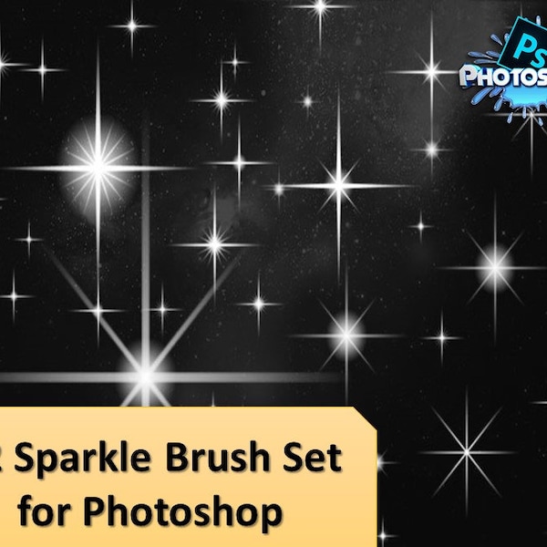 Sparkle Brush Set for Photoshop. Adobe Photoshop Gimp Brush Tips Bundle Pack for drawing. Photoshop templates. Photoshop plugins