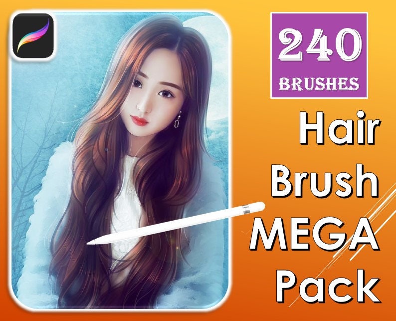 240 Procreate Brushes, Hair Brushes Pack, Anime Hair, Sketcher Brush