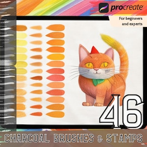 46 Procreate Charcoal & Crayon Brushes: Texture Stamp Set (Digital Download)