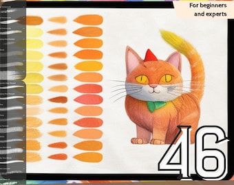 46 pincéis de carvão e giz de cera Procreate: conjunto de carimbos de textura (download digital)