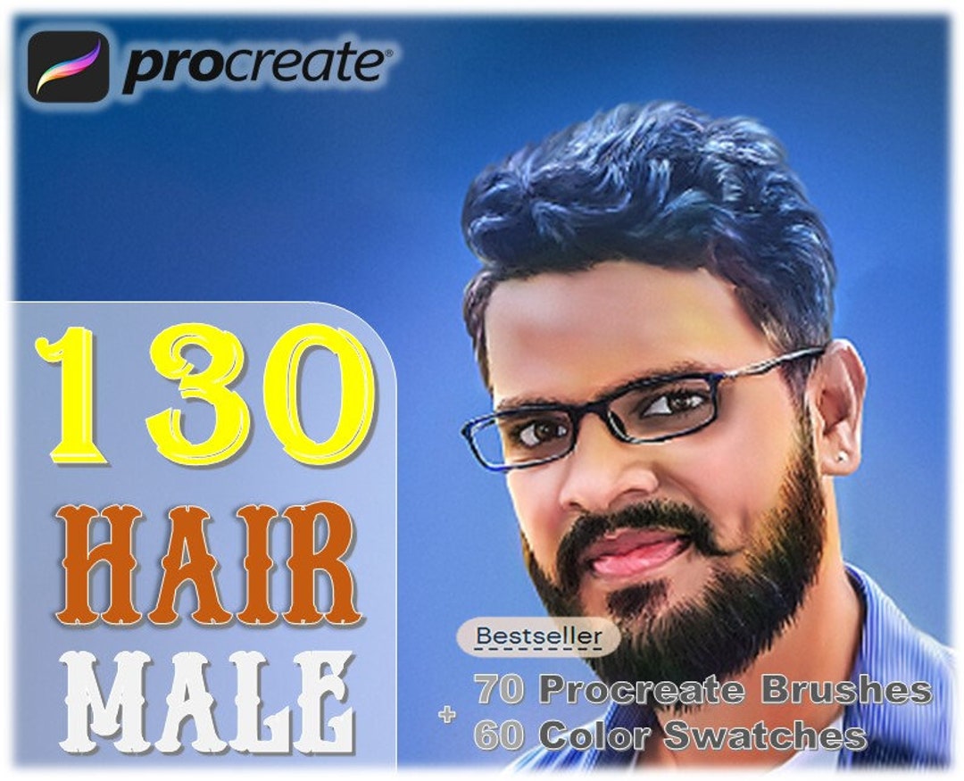 130 Hair Male Stamp for Procreate, Hair Male Brush Pack, Details Brush