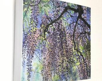 Wisteria - Fine Art Print on Wood, 6 x 6 x 1.5 inches