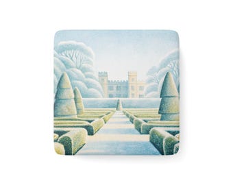 The Unspoken Garden Square Porcelain Magnet - Nature Tranquil Landscape Seasonal Gift Fridge Whiteboard Kitchen Decor Housewarming Present