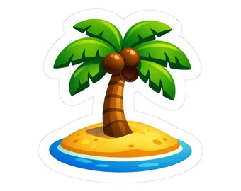 Tropical Palm Tree Kiss-Cut Stickers, Island Coconut Beach Sticker, Travel Accessory, Luggage Sticker for Suitcase Laptop Window Home Decor