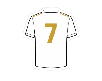 Heritage Number Kiss-Cut Vinyl Sticker No. 7, Beyond Limits, Forever Seven, The Legacy Golden, Soccer Jersey Minimalist Sports Decal