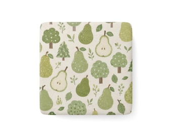 Muted Pear Forest Porcelain Magnet Square | Home Decor Woodland Calm Gift