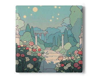 The Unspoken Garden Ceramic Coaster Set, Ancient Rose Garden, Modern Farmhouse Home Decor, Gift for Gardeners, Housewarming Present, Kitchen