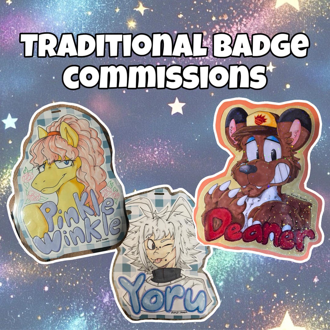 Furry Badge Commissions Traditional Hand Drawn - Etsy