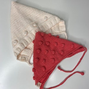 Baby bonnet / knitted pixie hat / knitted pixie bonnet / toddler baby elf hat / organic cotton knitted pixie hat