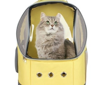 Blaue Augen Haustier Hunde Katzen Rucksack, tragbar Transportrucksack (Transporttasche für Haustiere Reisen Atmungsaktive Raumkapsel Gelb)