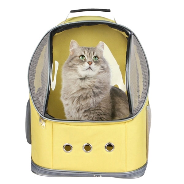 Blue Eyes Haustier Hunde Katzen Rucksack, Tragbar Transportrucksack Transporttasche für Haustiere Reisen Atmungsaktive Raumkapsel Gelb)