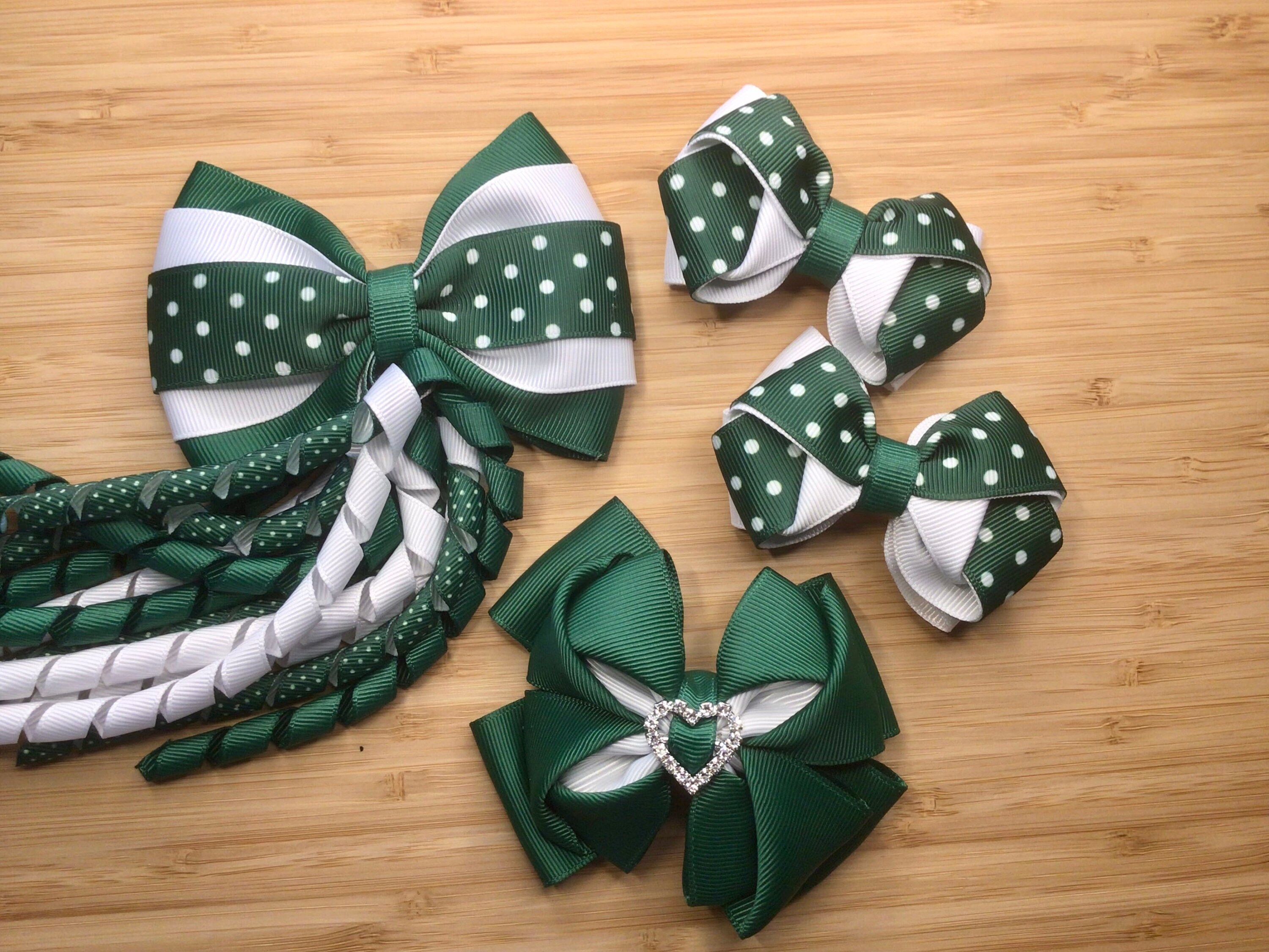 Green school hair bow korker ribbons pigtails ribbon hair Etsy