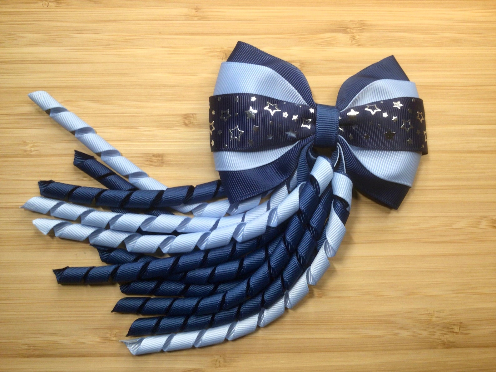 Navy school bow curly korker ribbon large bow with Etsy