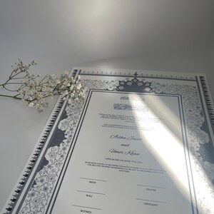 Elegante benutzerdefinierte Nikkah Nama | Personalisierte Islamische Heiratsurkunde