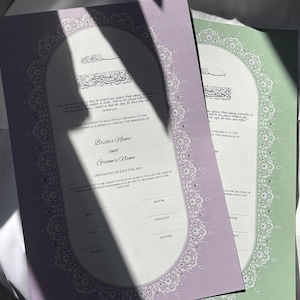 Nikkah Nama personnalisé élégant | Certificat de mariage islamique personnalisé