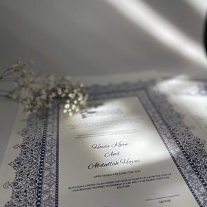 Elegante benutzerdefinierte Nikkah Nama | Personalisierte Islamische Heiratsurkunde