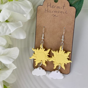 Sun and Cloud Earrings | Handmade Polymer Clay Hypoallergenic Weather Earrings
