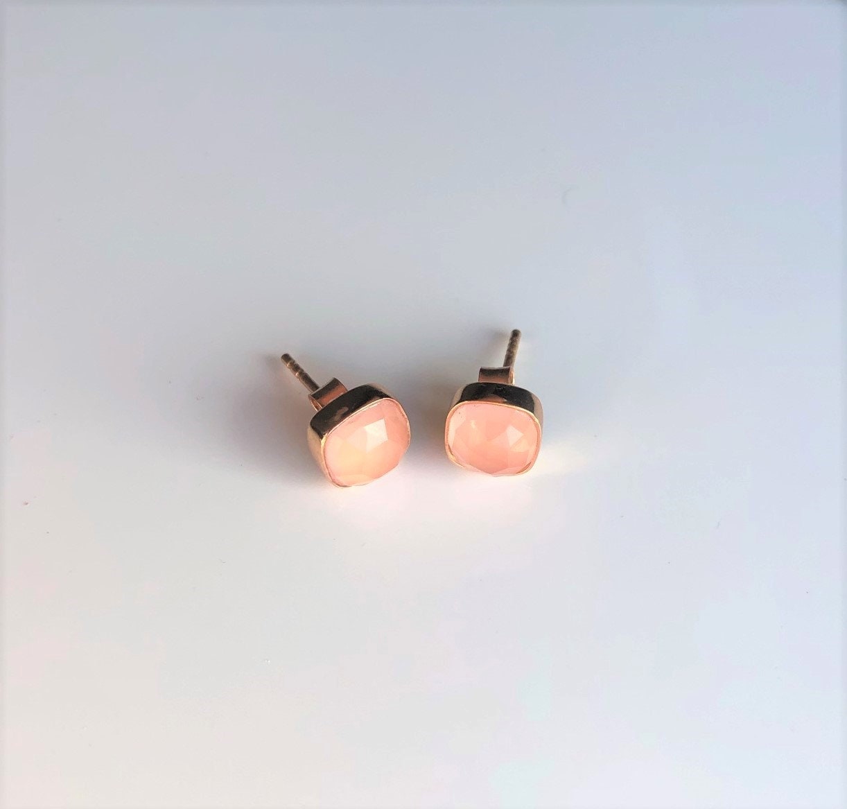 Rose Gold Rose Chalcedony Vermeil Stud Earring