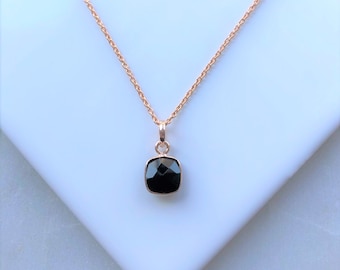 Rose Gold Black Onyx Vermeil Pendant and Necklace