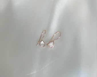 Rose Gold Crystal Quartz Drop Earrings