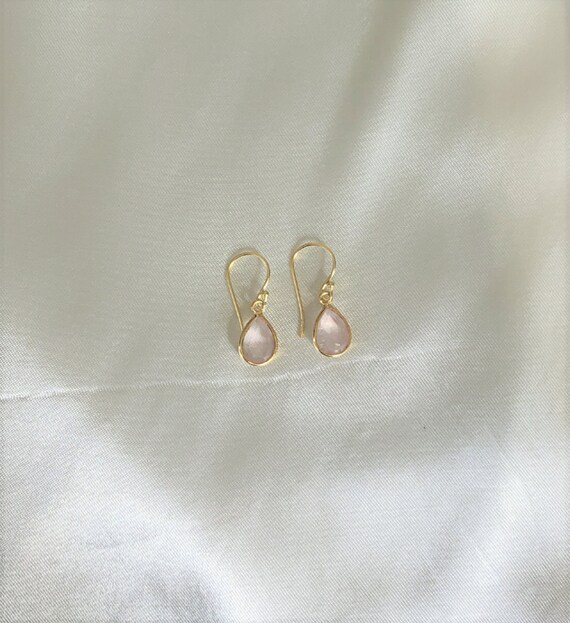 Yellow Gold Rose Quartz Drop Vermeil Earring - Etsy