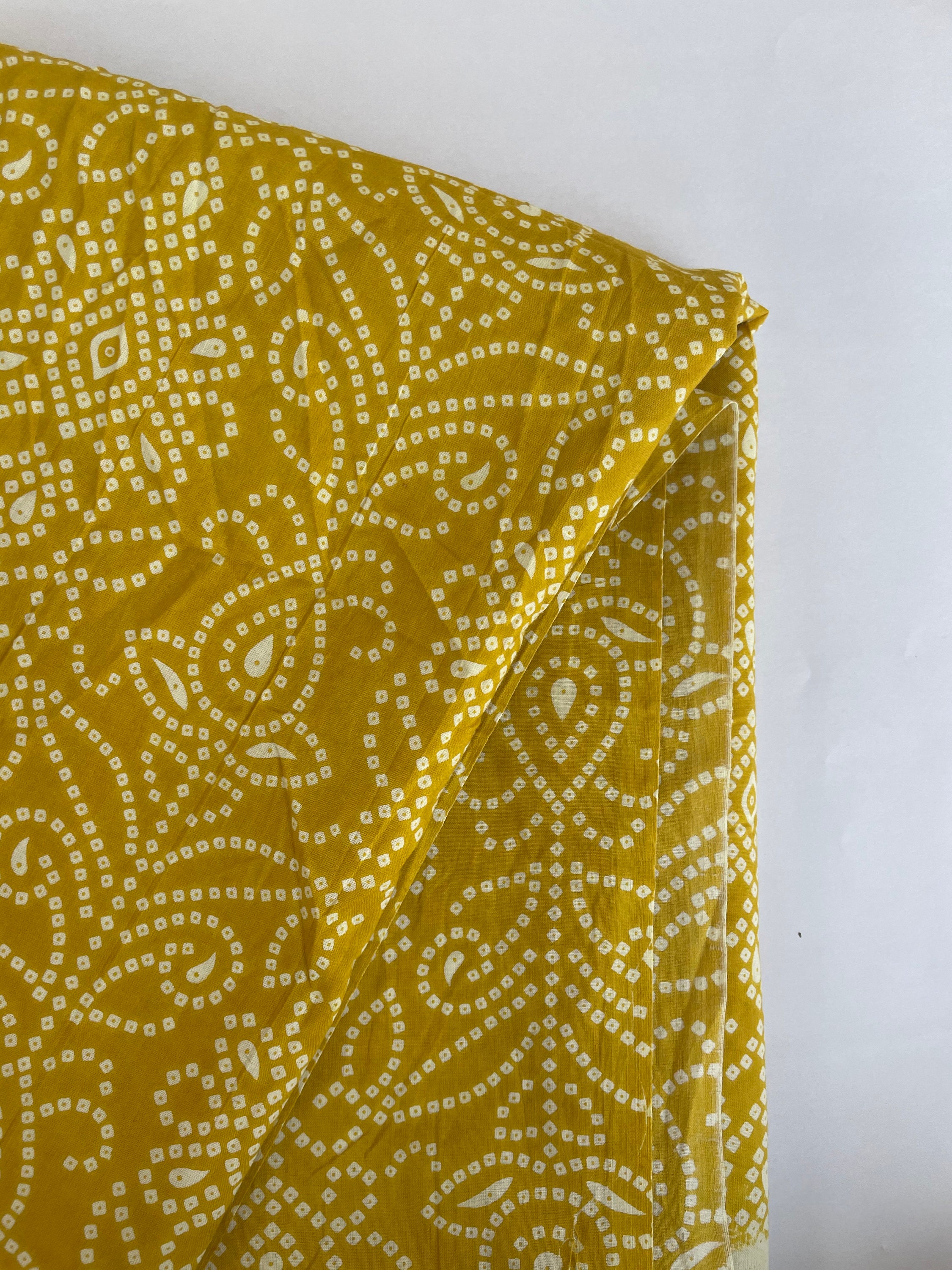 By The Yard Yellow Floral Print Cotton Fabric Light Weight Etsy