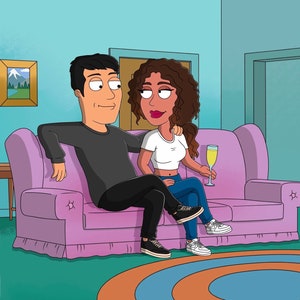 Custom Family Guy portrait gift,  Family Guy Personalized illustration, Family Guy Art, Cartoon portrait, Custom couples portrait poster