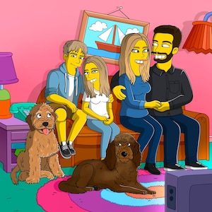 Custom Simpsons poster portrait  for him, Custom family gift for her, Digital couples portrait, Cartoon portrait, Anniversary  Birthday gift