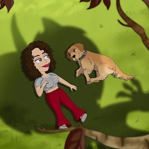 Póster de retrato de dibujos animados personalizado, retrato familiar personalizado, ilustración de pareja, regalo de aniversario de novio y prometido, arte imprimible digital