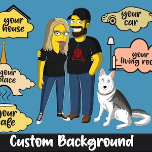 Simpsons custom background, Family portrait, Personalized Customized background, Cartoon portrait