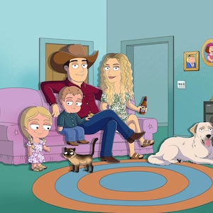 Custom Family Guy portrait poster, Family Guy Personalized illustration gift, Family Guy Art, Cartoon portrait, Custom couples portrait