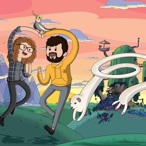 Adventure Time Poster, Personalized Adventure Time portrait gift, Family Portrait, Cartoon portrait, Couples Portrait, AT Art, gift for him image 3