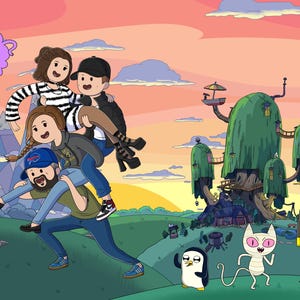 Portrait poster Adventure Time, portrait de famille dessin animé personnalisé à partir d'une photo, portrait de couple, cadeau d'anniversaire personnalisé