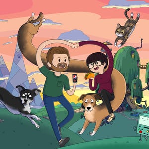 Adventure Time Poster, Personalized Adventure Time portrait gift, Family Portrait, Cartoon portrait, Couples Portrait, AT Art, gift for him image 5