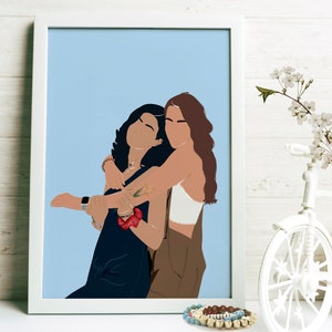 Impresión de retrato sin rostro, retrato de pareja a partir de una foto, retrato de mejores amigos, ilustración personalizada, retrato familiar, regalo para novio o novia