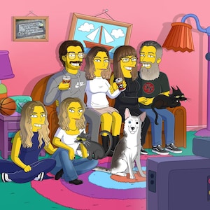 Gepersonaliseerde Simpsons-familieportret aangepast kerstcadeau, uniek familieportret, cartoon familie Simpsons-stijl aangepast gepersonaliseerd cadeau