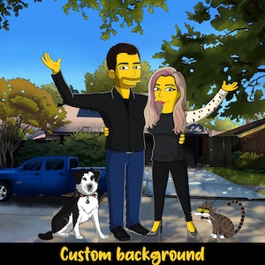 Cartoon portrait, Custom family portrait, Couples portrait, Cartoon Portrait from photo, Personalized Birthday 5th Anniversary gift for him