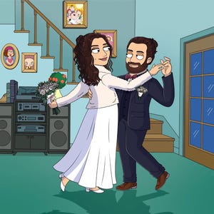 Family Guy Illustration für Ihn, Familien Geschenk, Benutzerdefinierte Family Guy Illustration, Paar Cartoon Porträt, Jahrestagsgeschenk