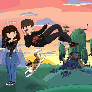 Adventure Time Poster, Adventure Time Portrait Geschenk, Familien Portrait, Cartoon Portrait, Paar Portrait, AT Art, Geschenk für Ihn