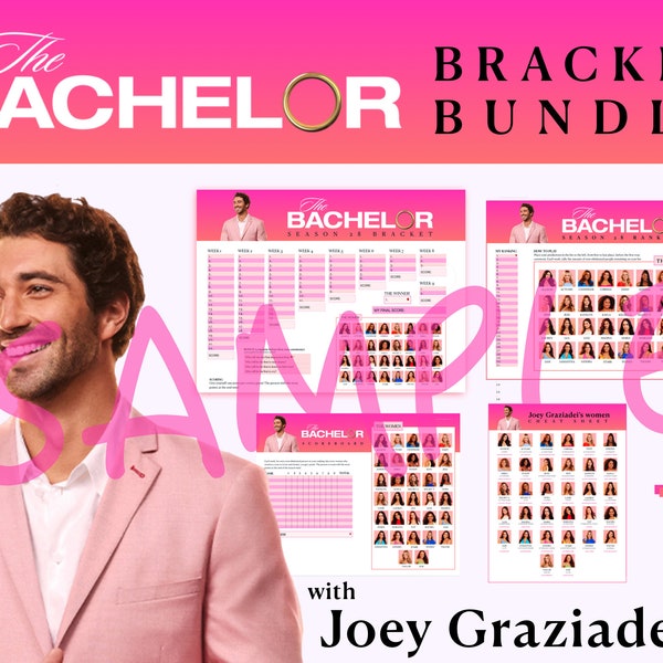 Bachelor Bracket Joey Graziadei Season 26 | Fantasy Bachelor Bracket & Cast Reference Sheets | 2 Ways to Play!
