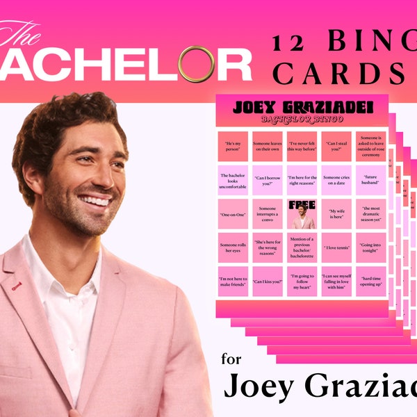 Bachelor Joey Graziadei Bingo | Bachelor Bingo | Bachelor Watch Party Game | Bach Nation | Bachelor Joey Drinking Game