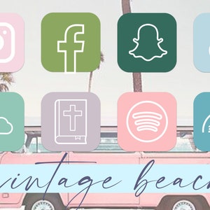 iOS 14 Vintage Beach Aesthetic Home Screen Customization - 72 Unique Apps/ Icons