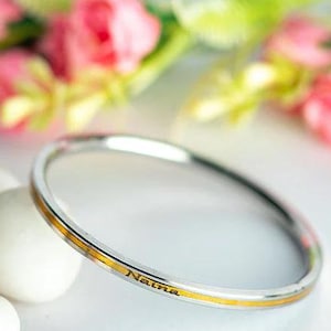 Personalized Punjabi WOMEN'S KADA, Name Stainless Steel with Brass Customized Women's Sikhi kada Gift for Her Mother Girlfriend Sister