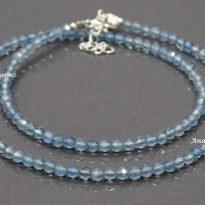 Natural AQUAMARINE Round Necklace • March Birthstone Jewelry • Faceted Gemstone Choker • Dainty Minimalist Gift for Her • Boho Necklace